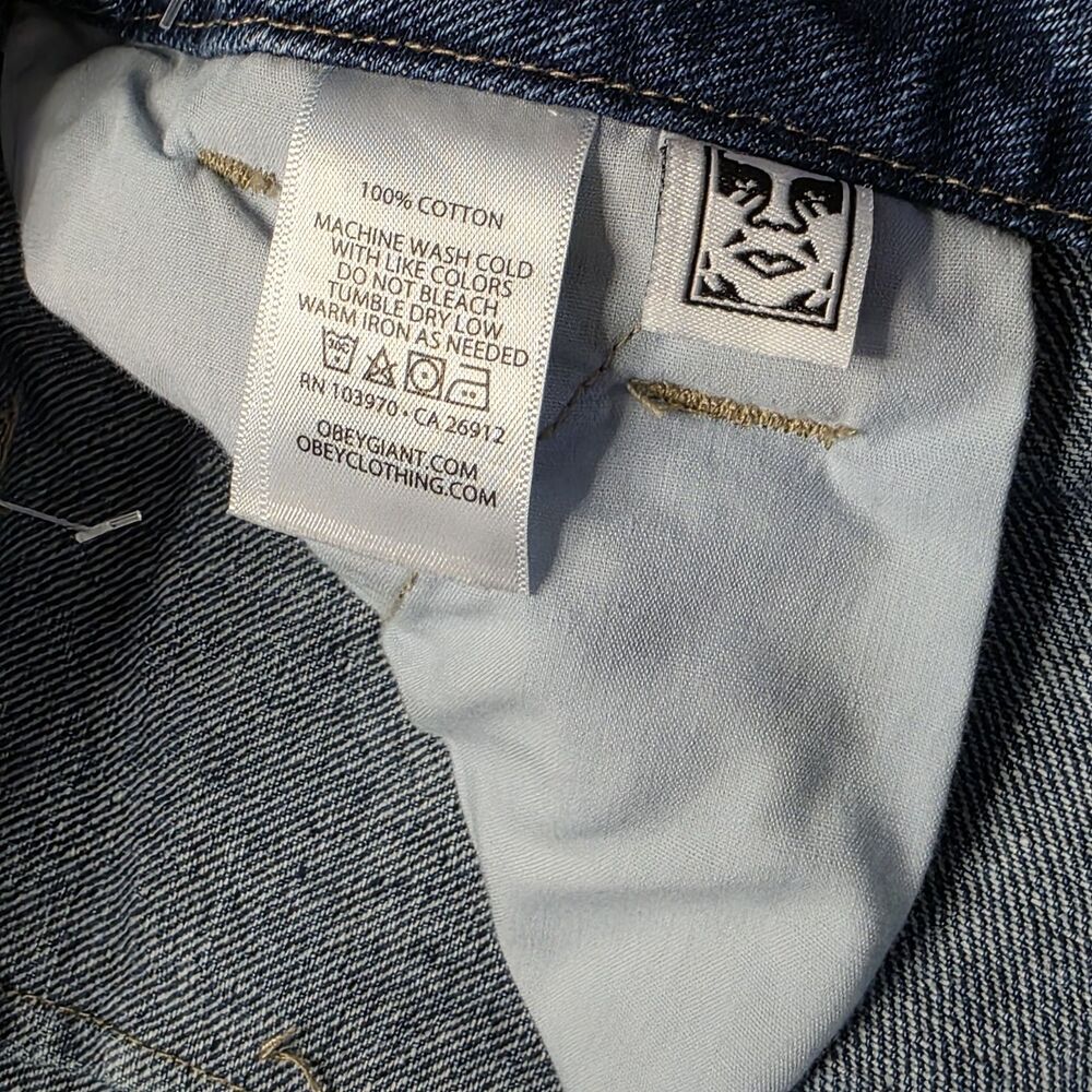 Obey Denim Jean Carpenter Skirt Size 28 90's Skater Punk Streetwear Urban - Picture 10 of 11